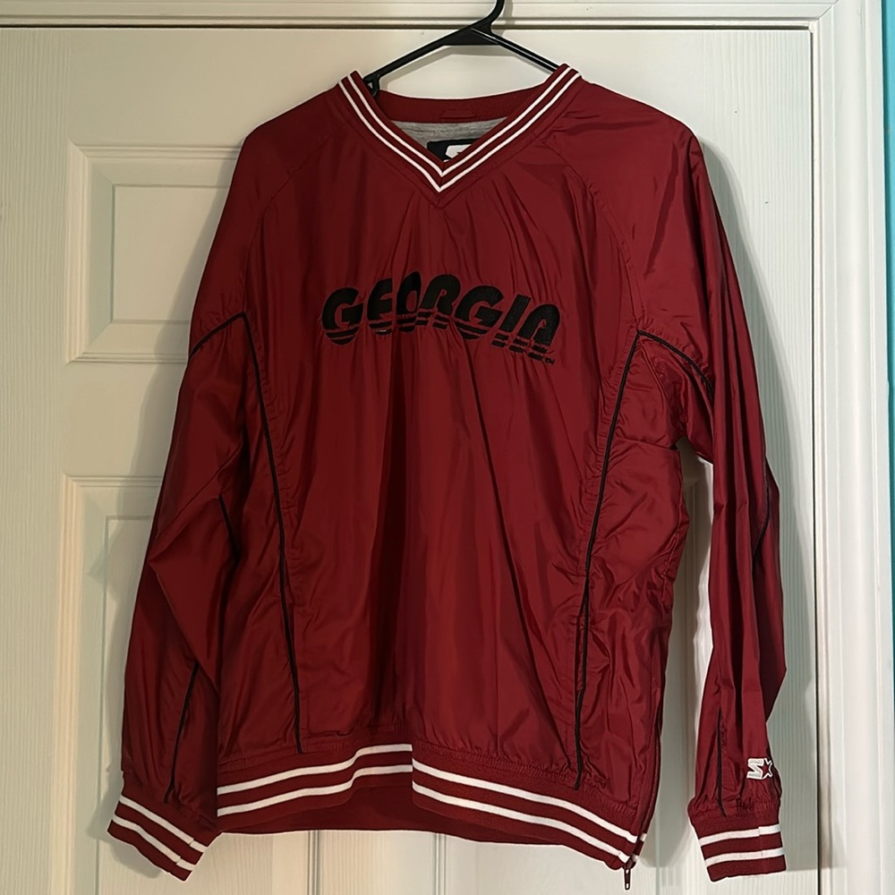 Vintage Georgia Sweatshirt With WindBreaker Material Exterior.